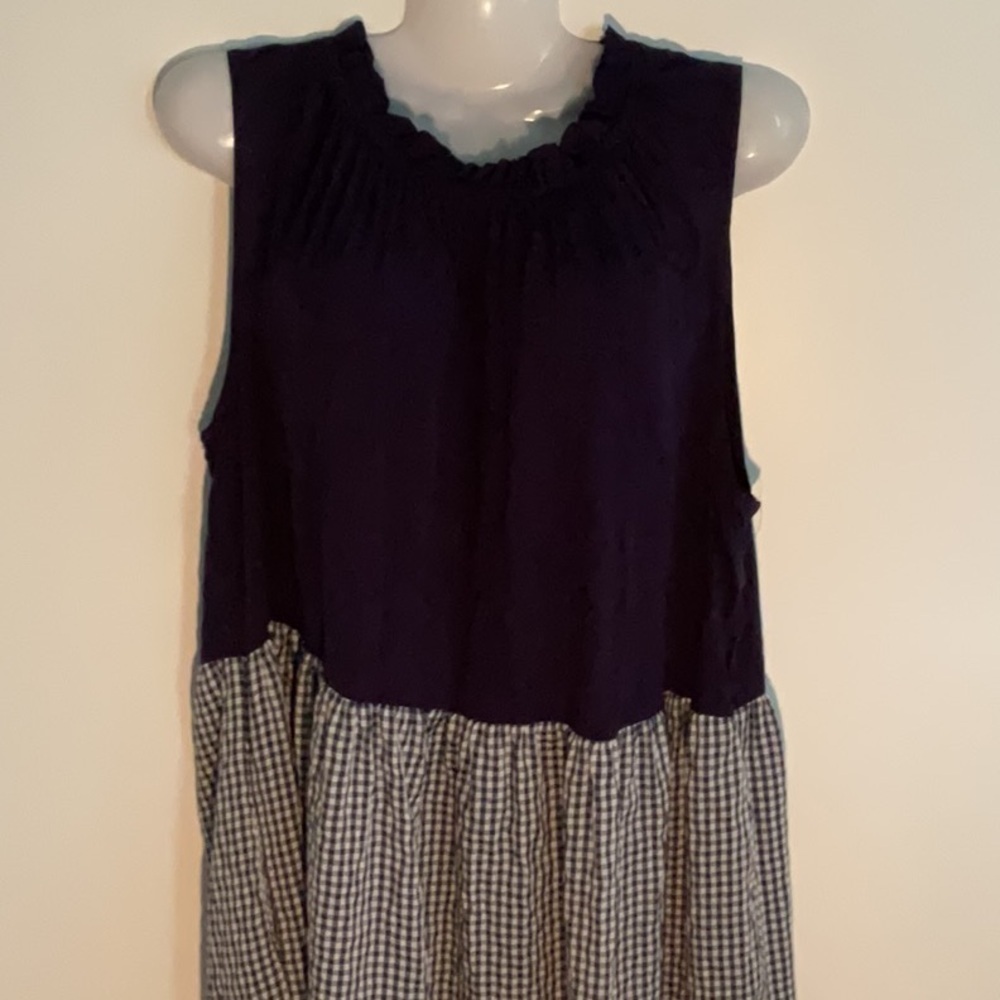 Papillon Blanc Blue and Black Sleeveless Midi Sundress